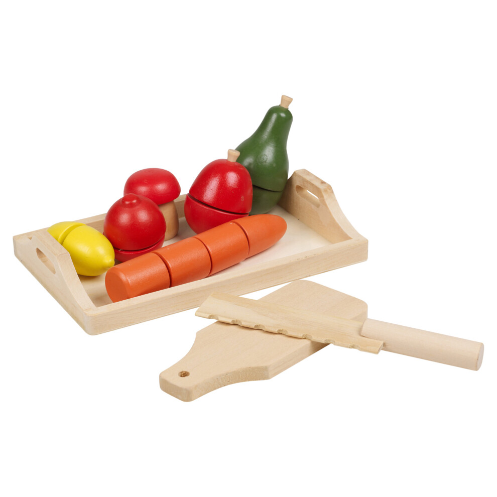 (Fruit & Veg Chopping Board) 8-9 PCS Kids Wooden Food Fruit & Veg Bread Set Toy