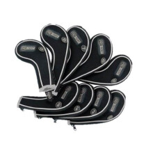 Pro-Tekt 9 Piece ZippedGolf Club Iron Headcover Set Black/Silver 3-Sand Wedge