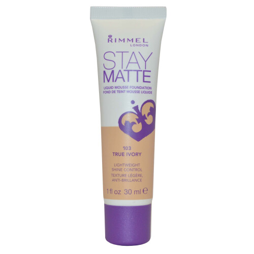 Rimmel Ριμλ Λονδίνο, Stay Matte, Πλήρης Coverage Mattifying Βάση, 103 True Ivory, 1 fl oz (30 ml)