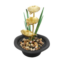 (Lotus Fountain) Geezy Indoor LED Tabletop Water Fountain