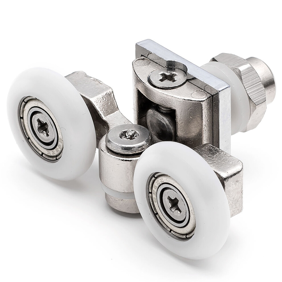 (23.3mm) 2 x Twin Top Zinc Alloy Shower Door Rollers/Runners/Wheels 20mm, 23mm or 25mm Wheel Diameter L057