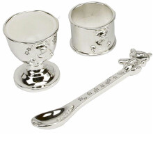 Silver Plated Egg Cup, Spoon and Napkin Ring Gift Set