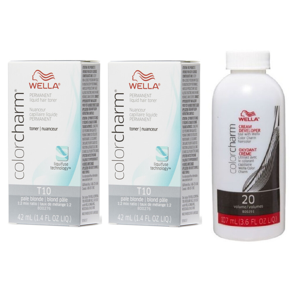 (T10+T10+Developer(Vol.20)) Wella Colour Charm Permanent Liquid Hair Toner - 42ml