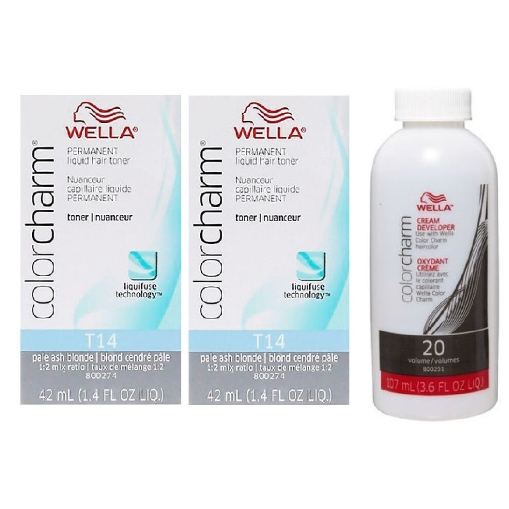 (T14+T14+Developer(Vol.20)) Wella Colour Charm Permanent Liquid Hair Toner - 42ml