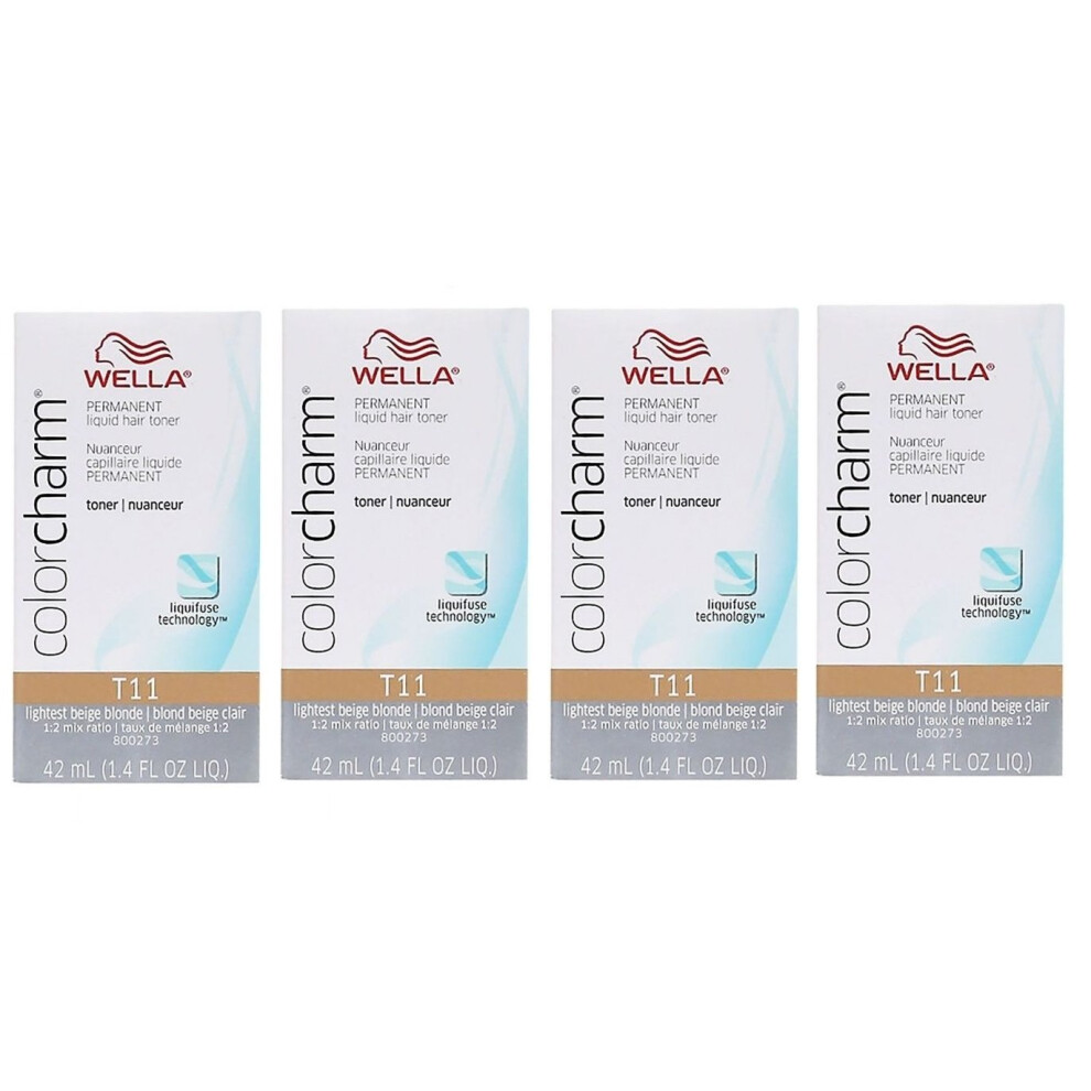 (T11 (x4)) Wella Colour Charm Permanent Liquid Hair Toner - 42ml