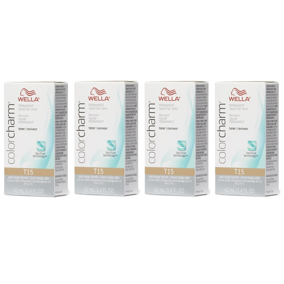 (T15 (x4)) Wella Colour Charm Permanent Liquid Hair Toner - 42ml