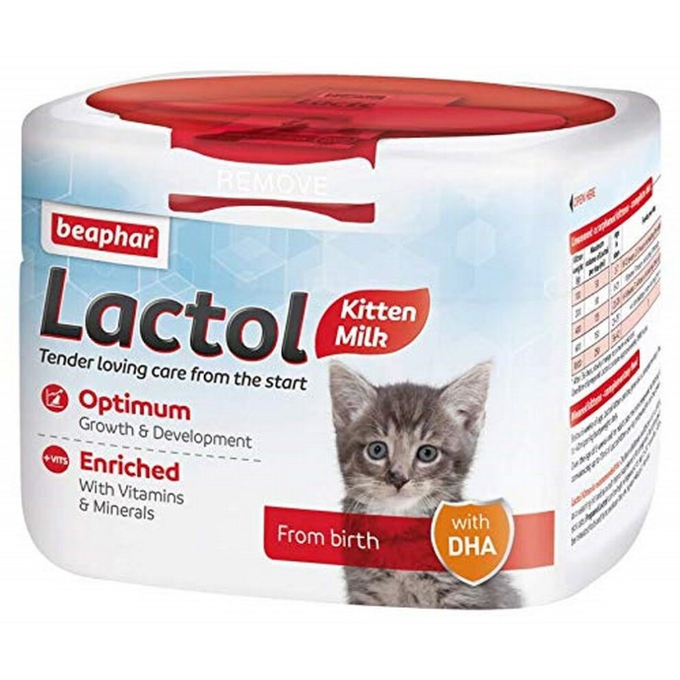 Beaphar Lactol Powdered Kitten Milk – Complete Milk Replacer for Newborn & Orphaned Kittens with DHA, Taurine, Biotin & Vitamins