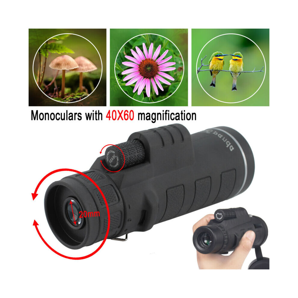 40X60 Focus Hd Optics Lens Hiking Zoom Portable Monocular Telescope Uk 711005766807