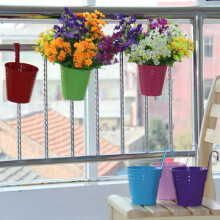10 Pcs Metal Iron Flower Pot Hanging Balcony Garden Planter Décor