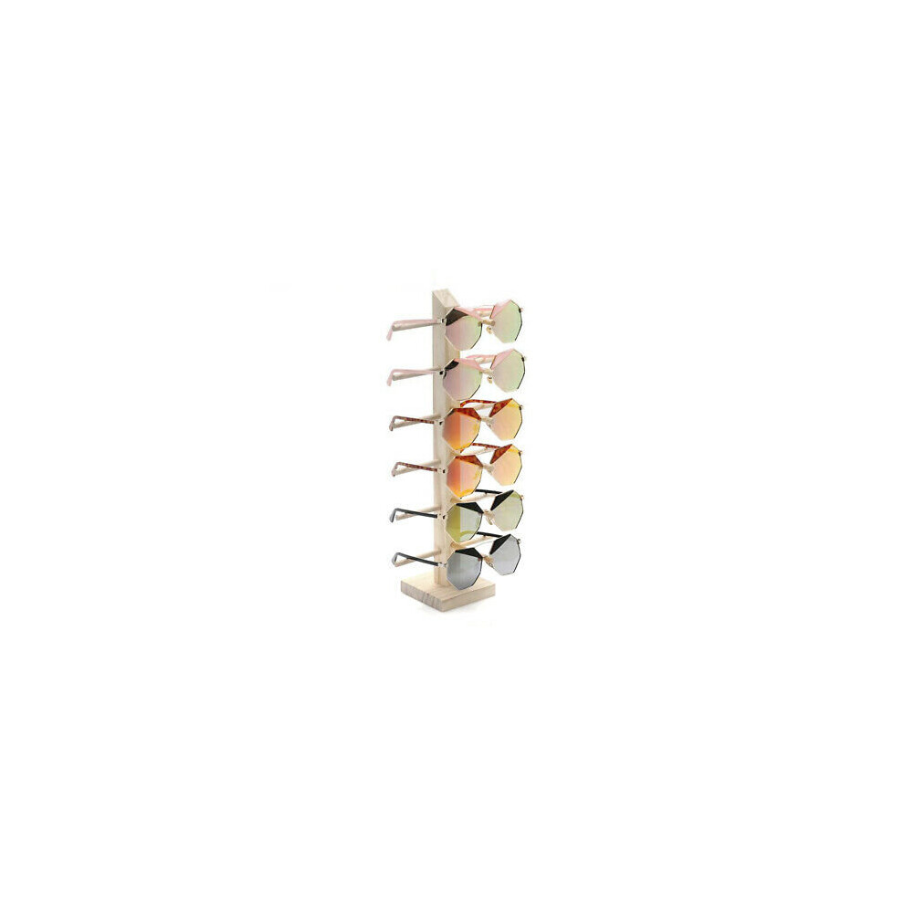 6 Tiers Wooden Eye Glasses Sunglasses Display Stand Bracket Storage Rack UK