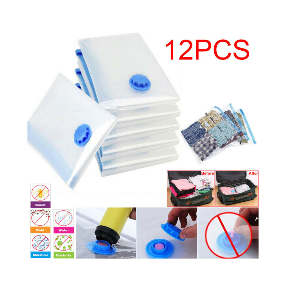 12X 90*50cm Large Space Saving Vacuum Storage Bags Saver Clothes Bags
