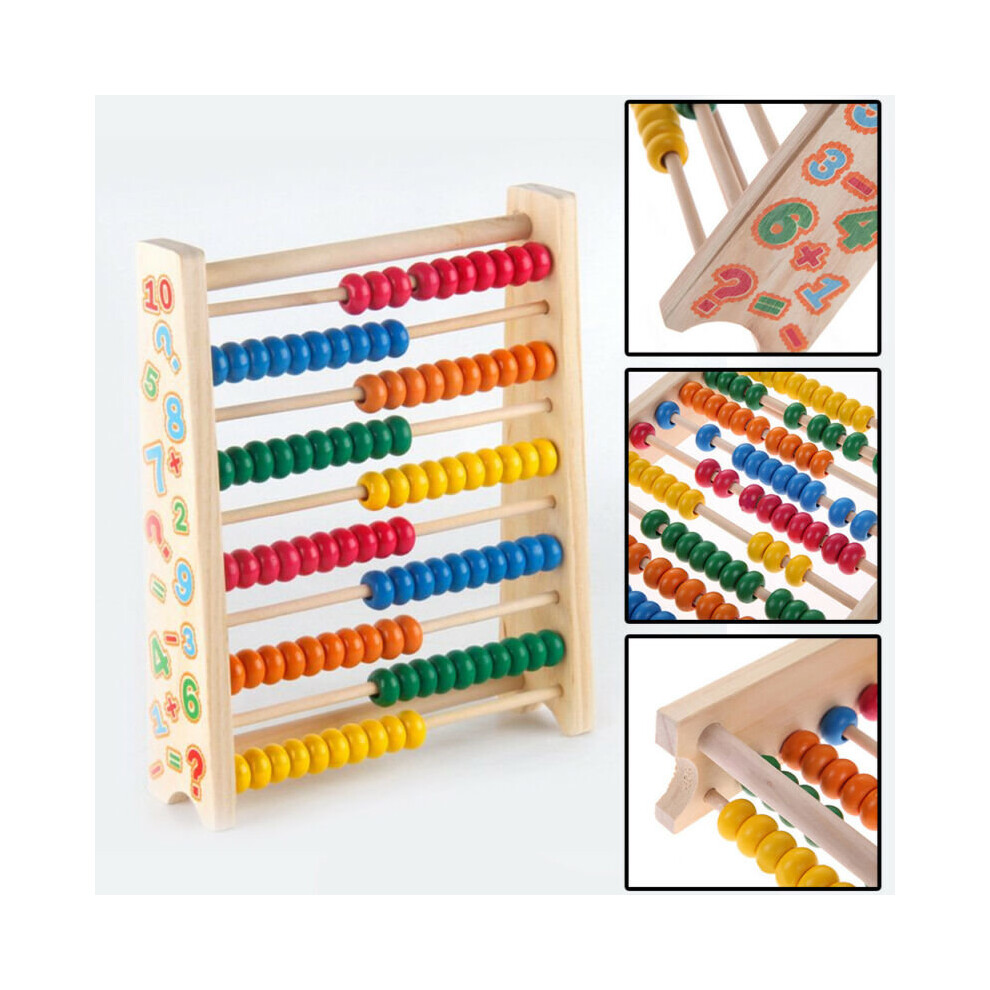 20cm Wooden Bead Abacus Counting Frame Kids Educational Maths Toys