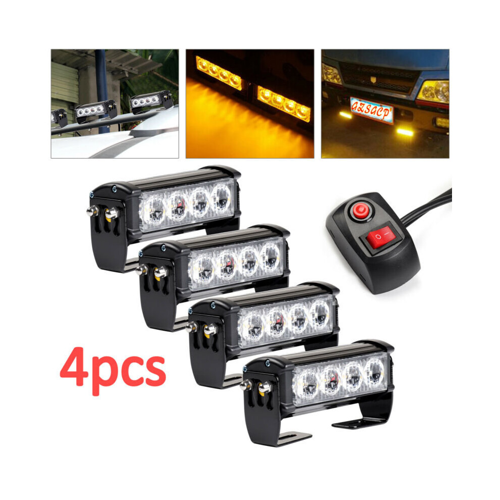 4Pcs 4Led Auto Truck Recovery Strobe Flash Emergency Emergency Light 711005732833