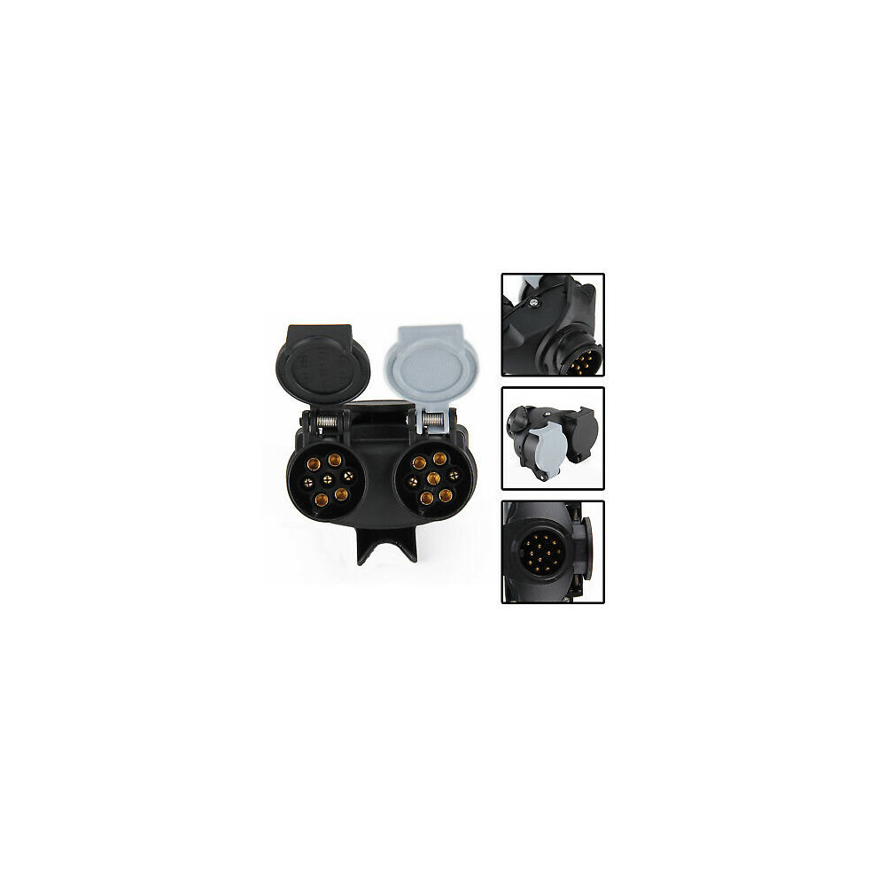 13Pin to 2x 7Pin Trailer Light Board Adapter  Plug Caravan Van Towing