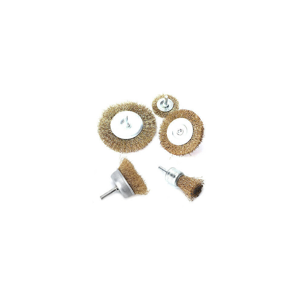 5 Pack Brass Wire Brush Wheel Cup Drill Attachments Deburring Edges Rust Removal 714131835591