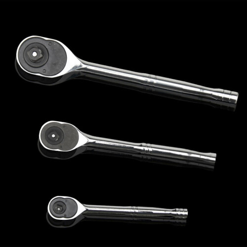 3PCS HEAVY DUTY QUICK RELEASE RATCHET HANDLE SET 1/4" 3/8" 1/2" DR 2