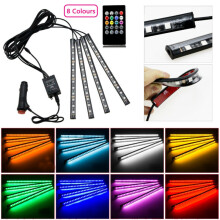 12LED Car Interior Strip Light RGB Color Remote Control Footwell Atmosphere Lamp