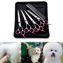 6" Cat Dog Pet Hair Grooming Cutting Thinning Scissors Set Curved
