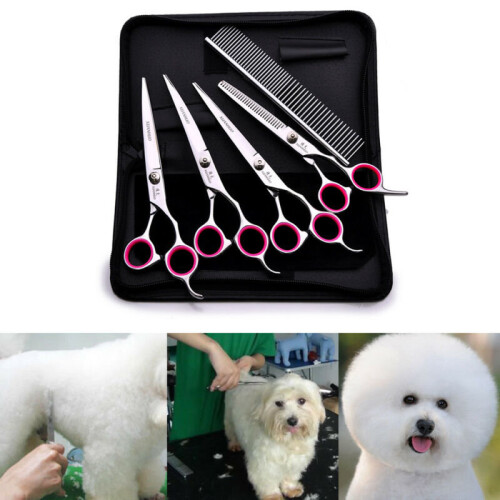 6" Cat Dog Pet Hair Grooming Cutting Thinning Scissors Set Curved