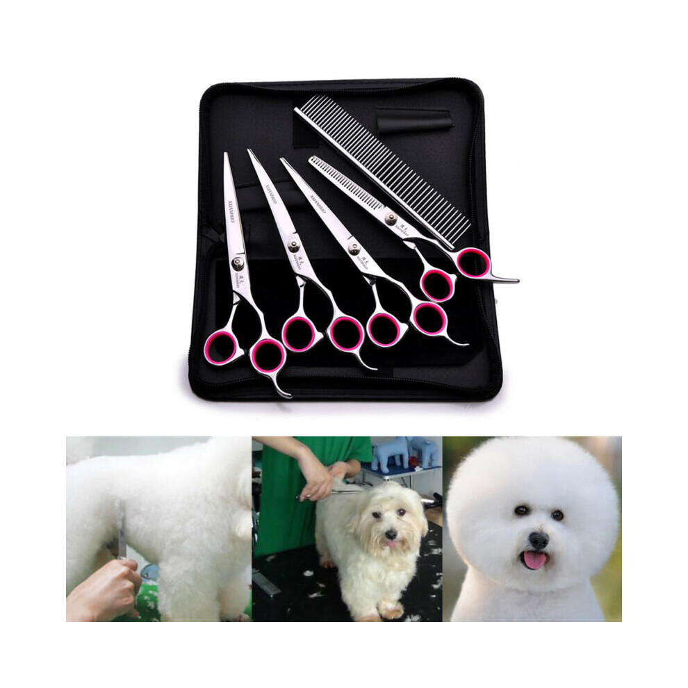 6" Cat Dog Pet Hair Grooming Cutting Thinning Scissors Set Curved