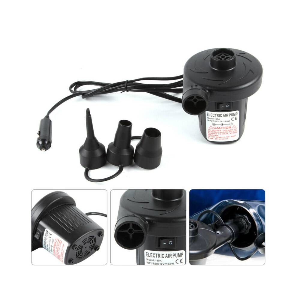 Electric Air Pump Inflator For Inflatables Camping Bed Pool 12V Car Home 714131863792
