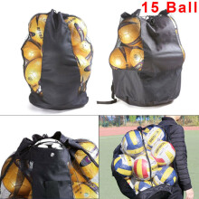 Black Heavy Duty Football Rugby Mesh Net Bag 15Ball Carry Sack Holdall