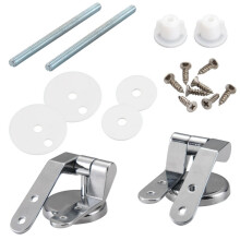 Pair of Toilet Chrome Hinges With Fittings Toilet Seat Replacement Mountings Top