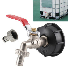 IBC Adapter S60X6 Tank Cap with Brass Tap & 1/2" Snap On Connector Tote Tank