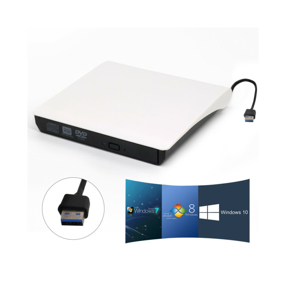 External USB 3.0 DVD ROM CD Drive Burner Reader Player For Laptop