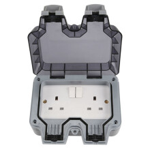 Weatherproof Outdoor Switched Sockets IP66 13A 2 Gang Twin Switched