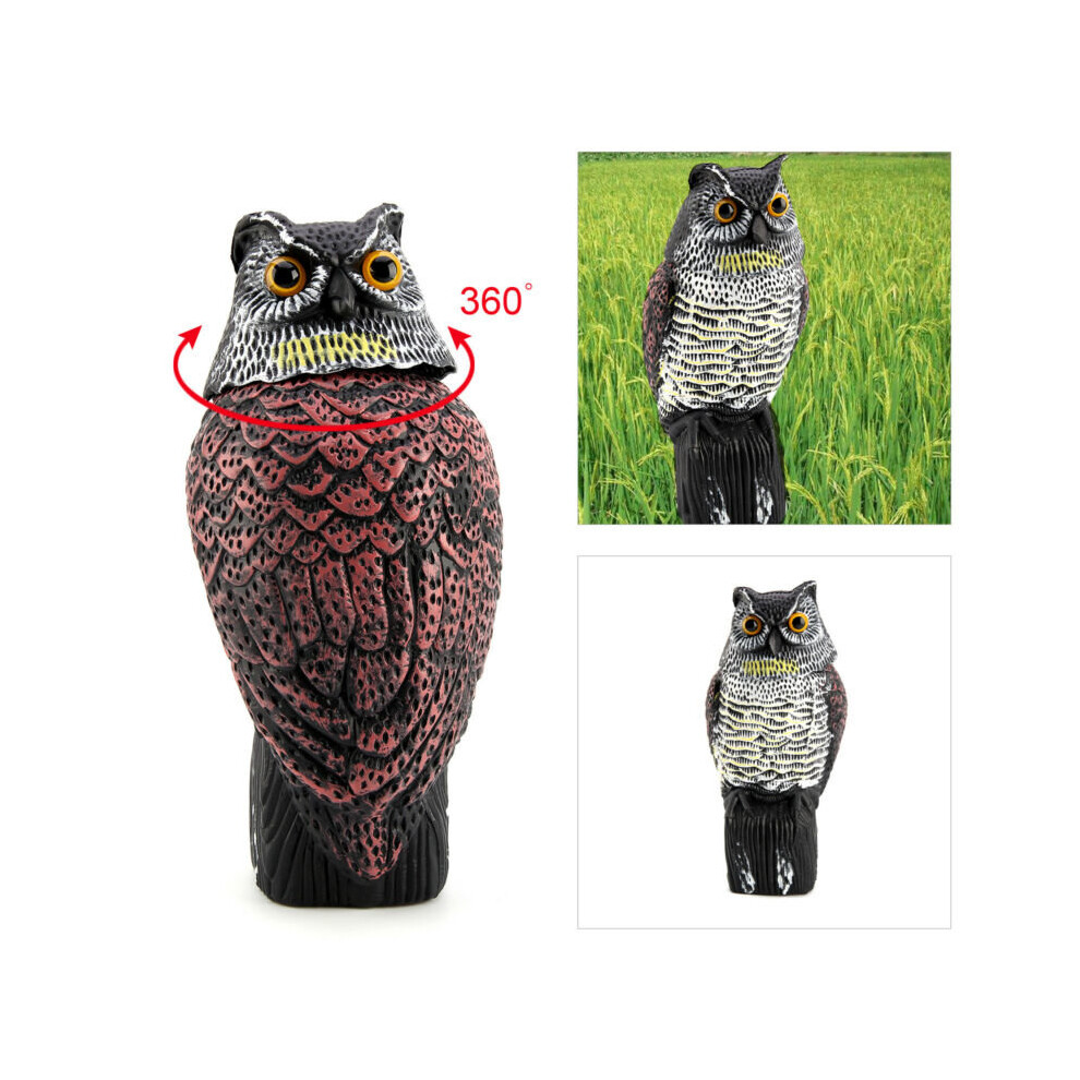 Realistic Owl Decoy Rotating Head Bird Pigeon Crow Scarer Scarecrow Action UK
