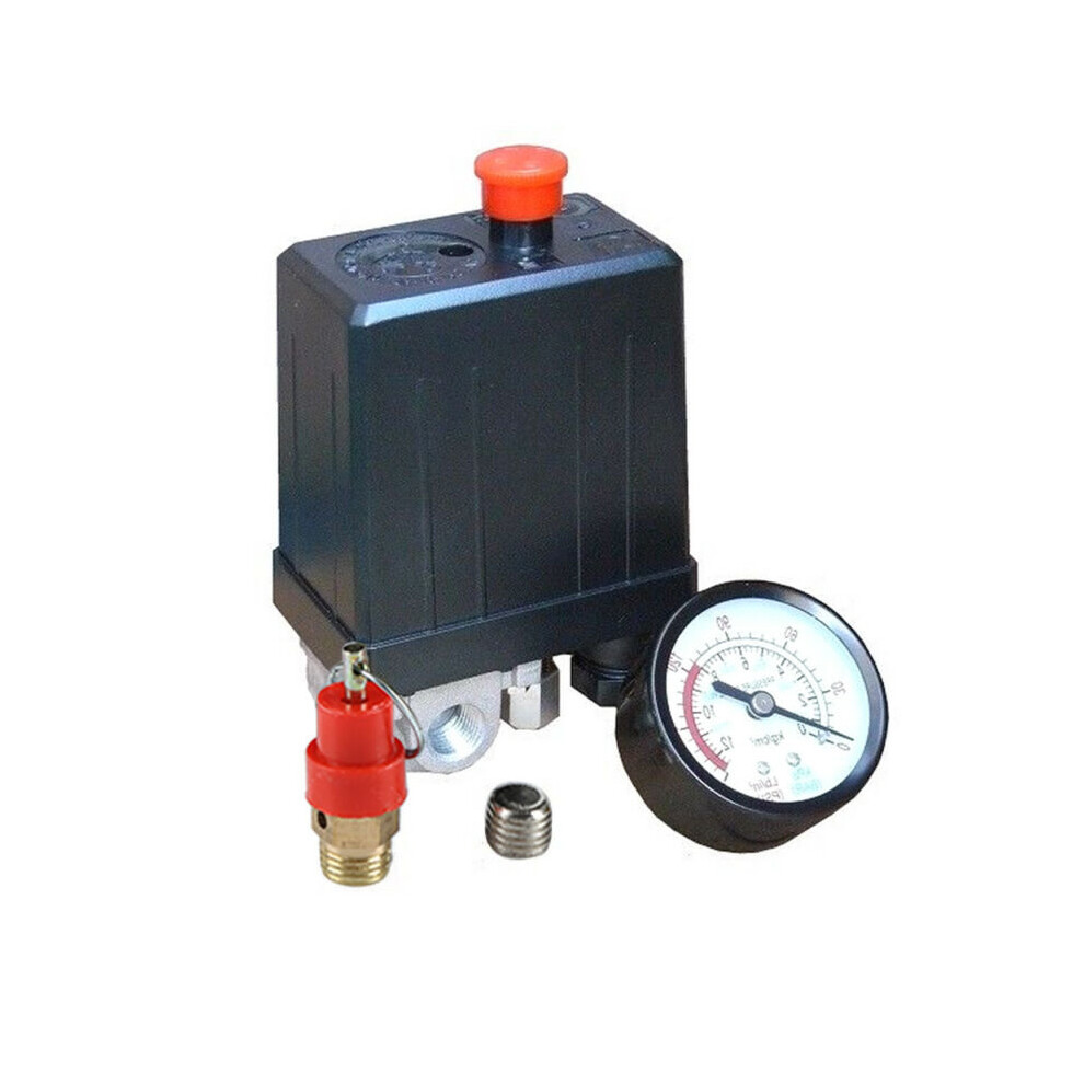 Pressure Gauge+safety Valve Set + Air Compressor Pressure Switch Single Phase