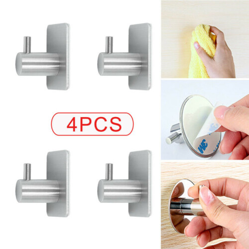 Crochets auto-adhésifs en acier inoxydable pour murs 4PCs