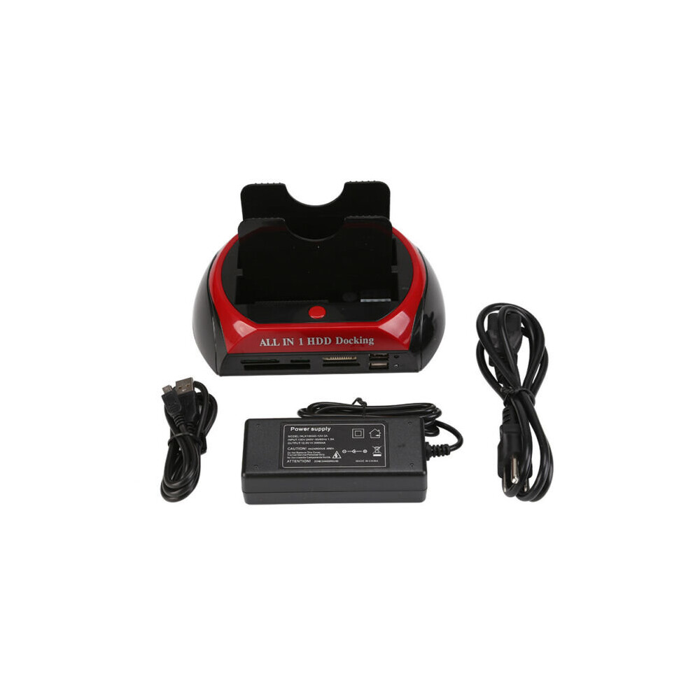 Dual Hard Drive HDD Docking Station USB Dock Card Reader