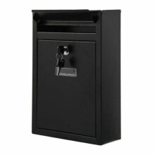 Lockable Black Steel Wall Mounted Postbox