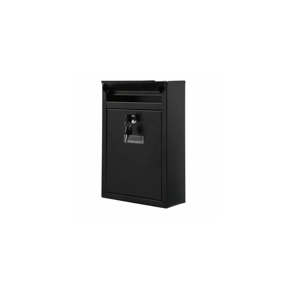 Lockable Black Steel Wall Mounted Postbox