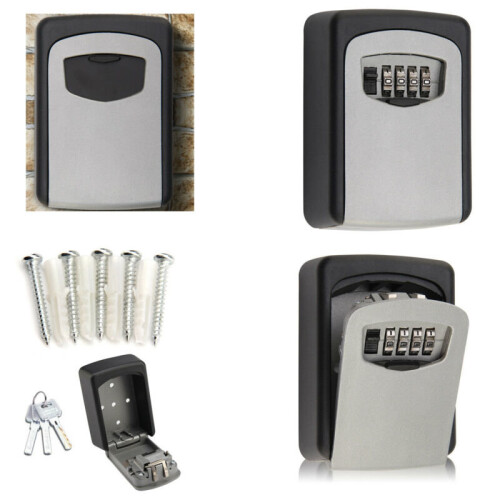 Outdoor Security Wall Mounted Key Safe Box Code Secure Lock Storage 4-stellig UK 1