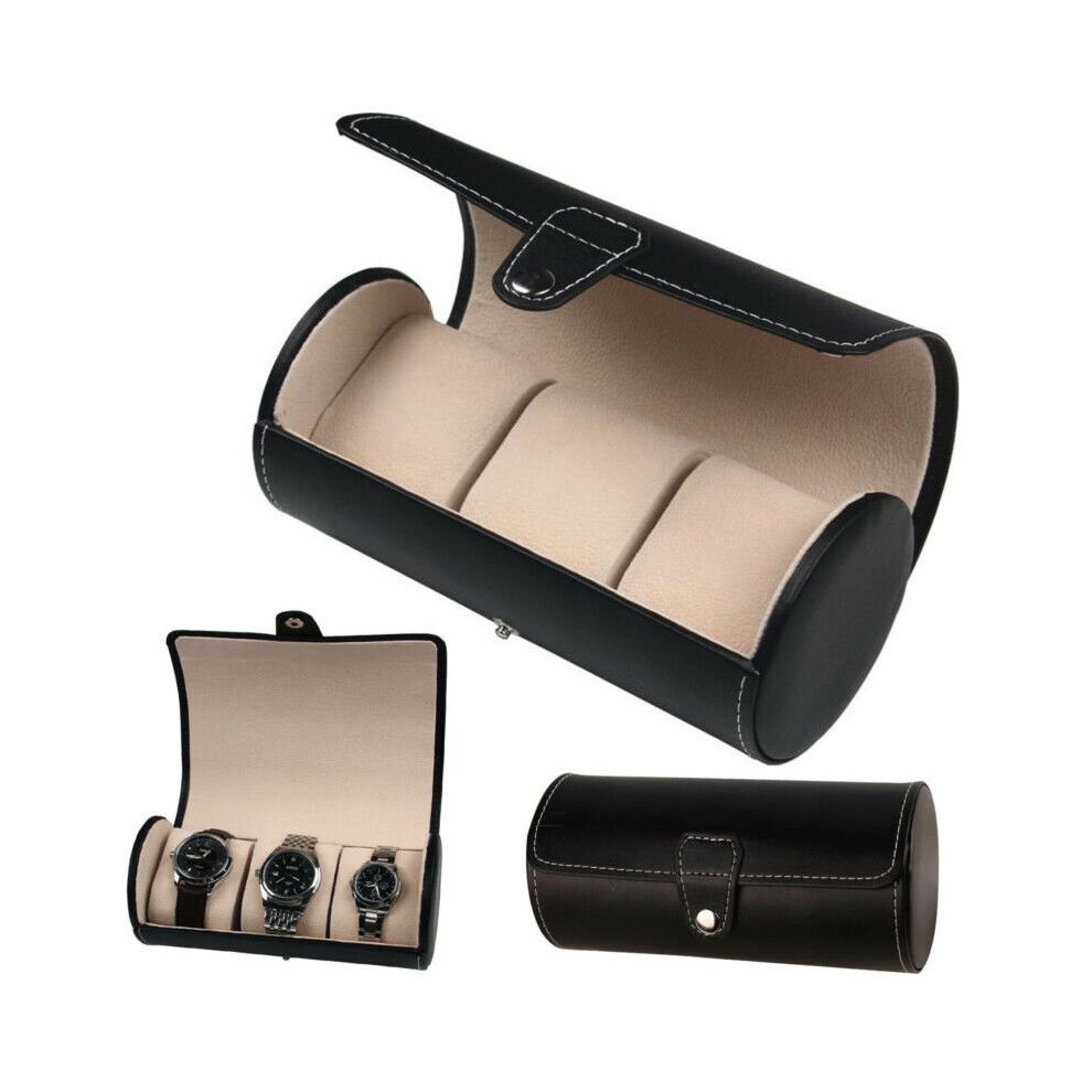 3 Slot Watch Box Travel Case Wrist Roll Jewelry Storage Collector Organizer UK