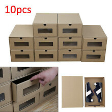10 Foldable Cardboard Shoe Boxes Organiser Drawer Stackable Storage