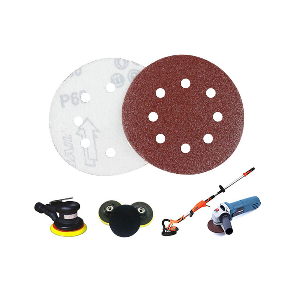100X 125mm 5" Sanding Discs 40 60 80 120 240 Grit Orbital Sander Pads