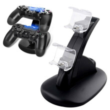 Dual USB Charger LED Docking Station for Sony PS4 Controllers – Charges 2 at Once, USB Powered (UK)
