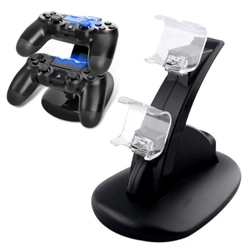 Dual-USB-Ladegerät LED-Ladegerät Docking Station Stand für Sony PS4 Controller UK