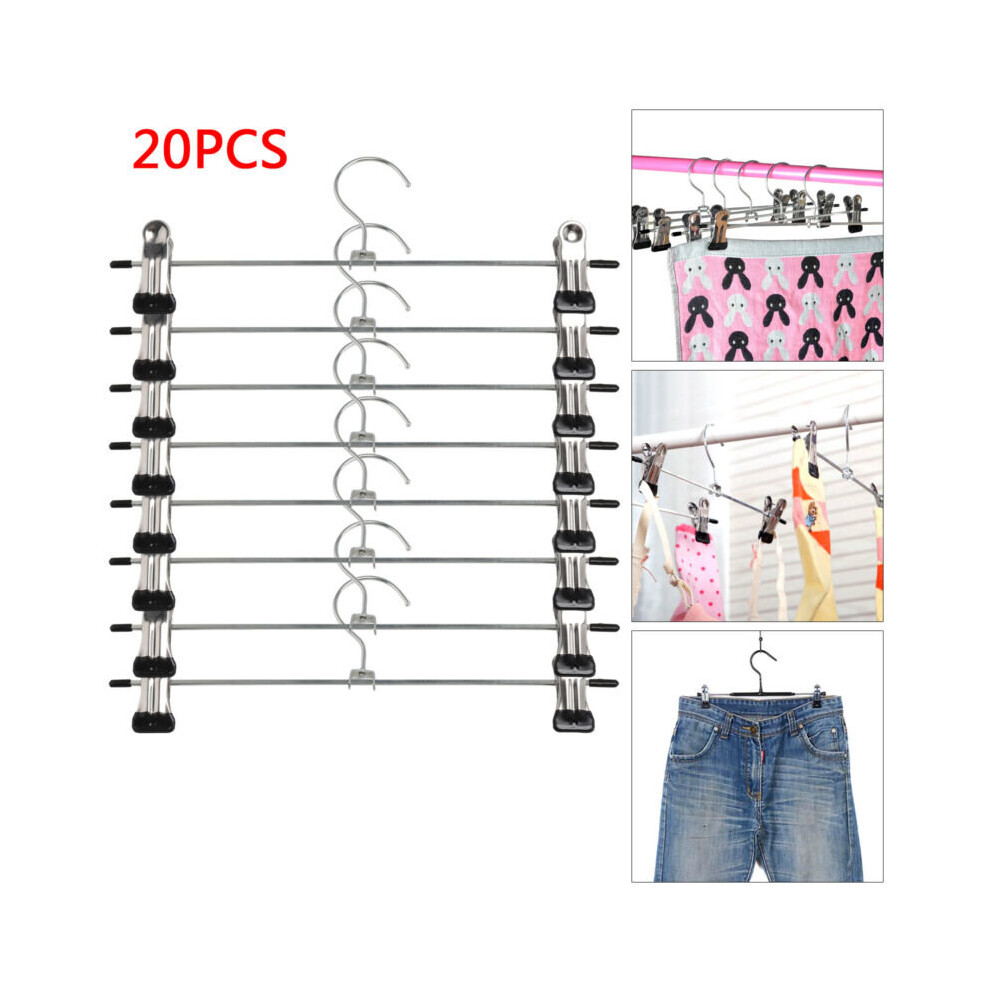 20X Metal Clip Coat Hangers Clothes Closet Pant Trousers Skirt Rack