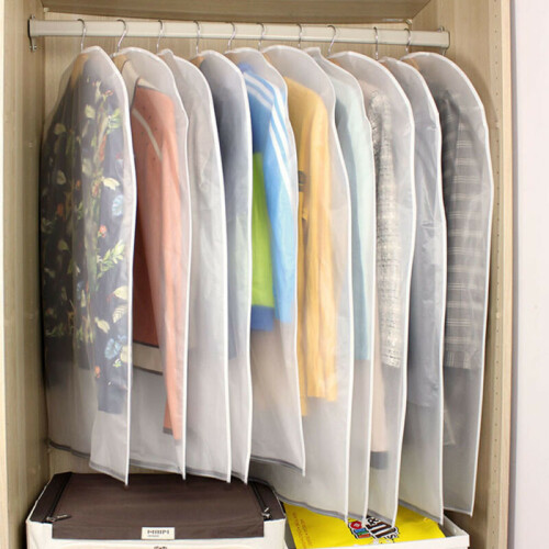 6 PACK SET CLEAR GARMENT DRESS SUIT CLOTHES COAT COVER PROTECTOR TRAVEL ZIP BAG