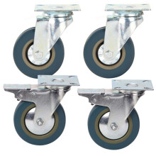 4x 100mm Heavy-Duty Rubber Swivel Castors with Brakes (2 brakes, 2 plain) - 600kg Total Load, 4-Bolt Plate, 360-Degree Rotation