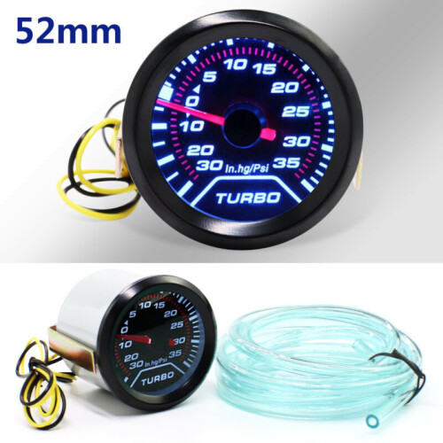 52mm Turbo Boost Pressure Pointer Gauge Meter Dials Smoked 30Psi LED 1
