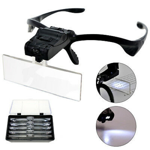 Led Head Magnifying Glasses Headset with Light Hands Free Headband Magnifier