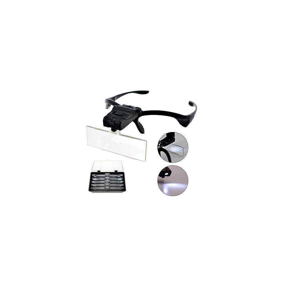 Led Head Magnifying Glasses Headset with Light Hands Free Headband Magnifier