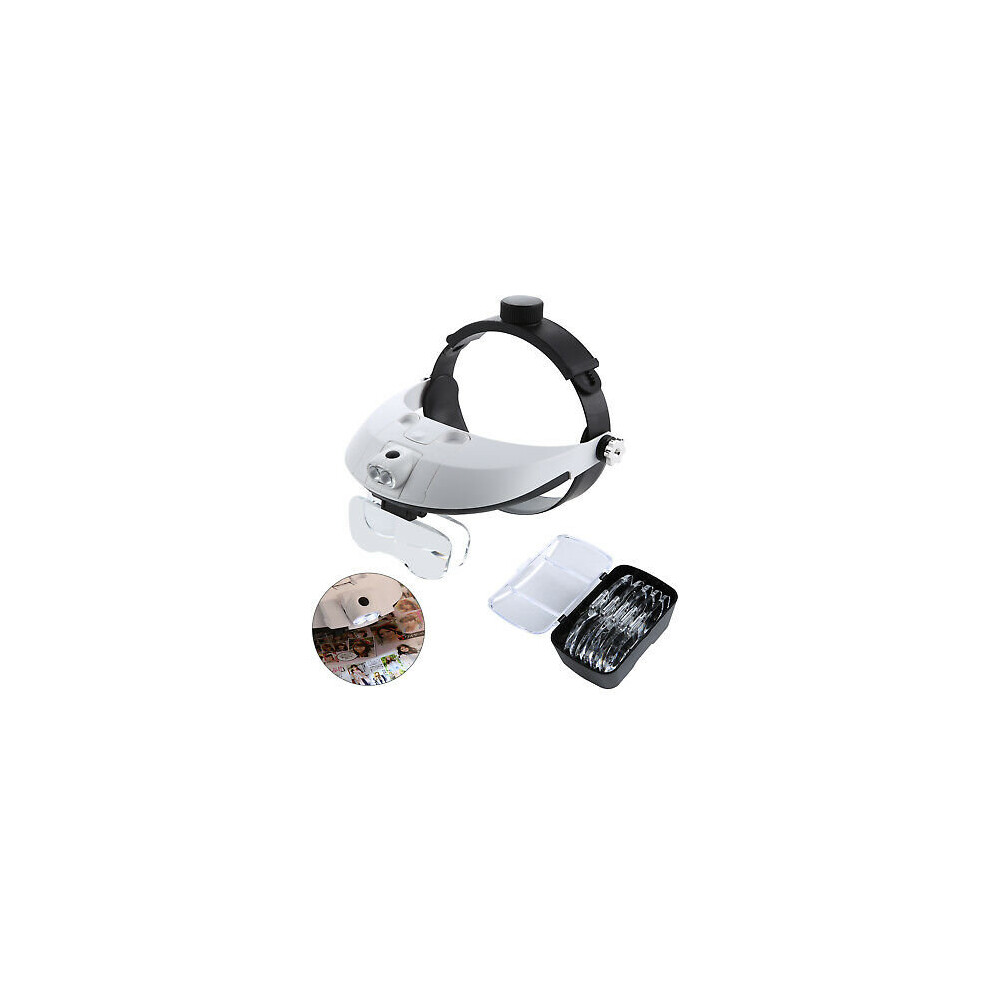 Perfect Headband With 2LED Light Jeweler Magnifier Magnifying Glass