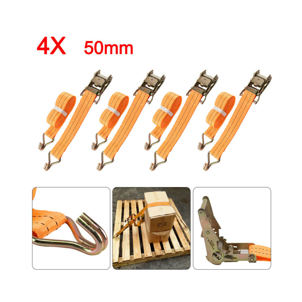 4pcs Ratchet 6 Meter Tie Down Straps 6mx50mm Transporter 2 tons